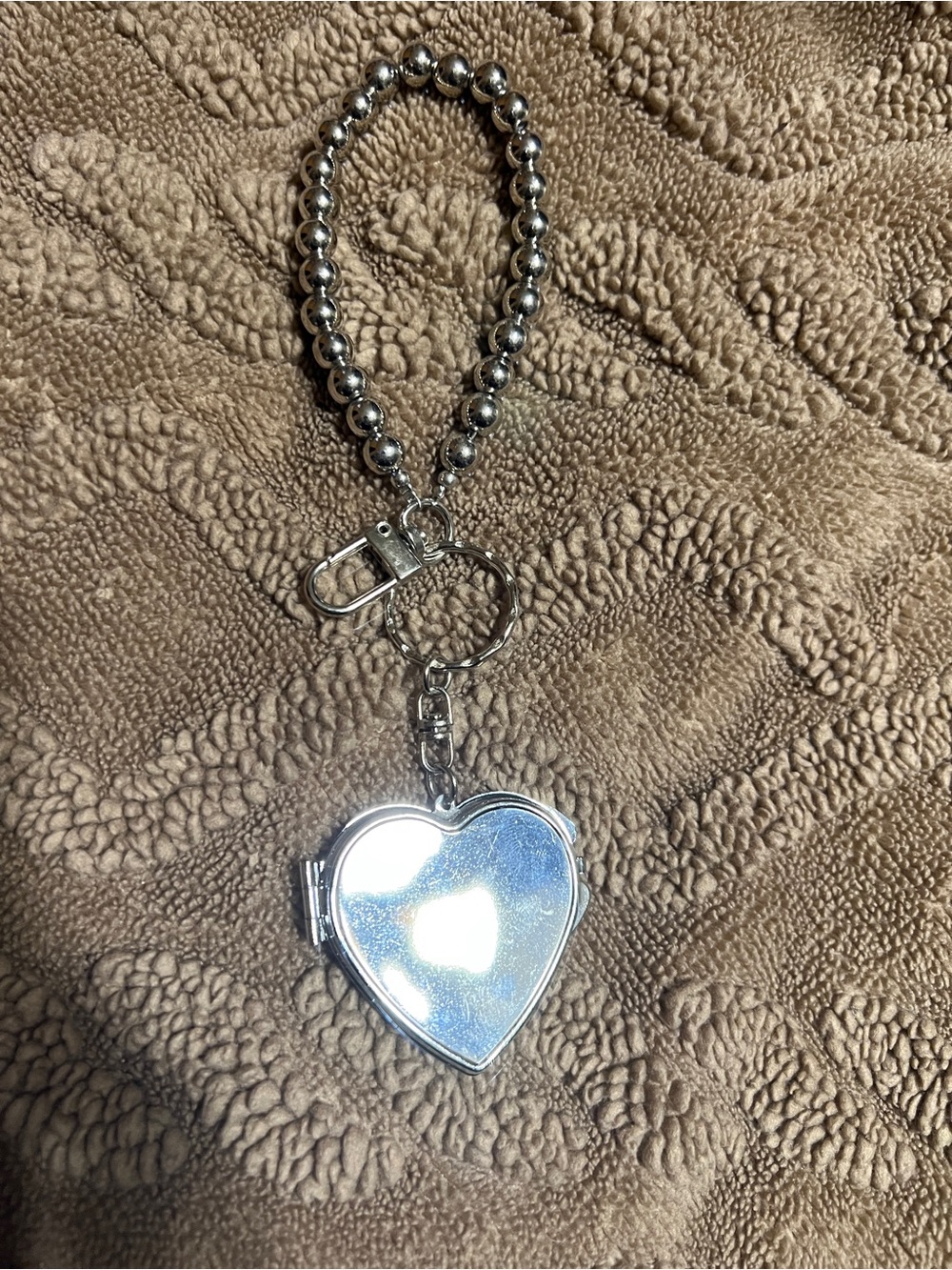 Silver Heart Locket Keychain Bracelet